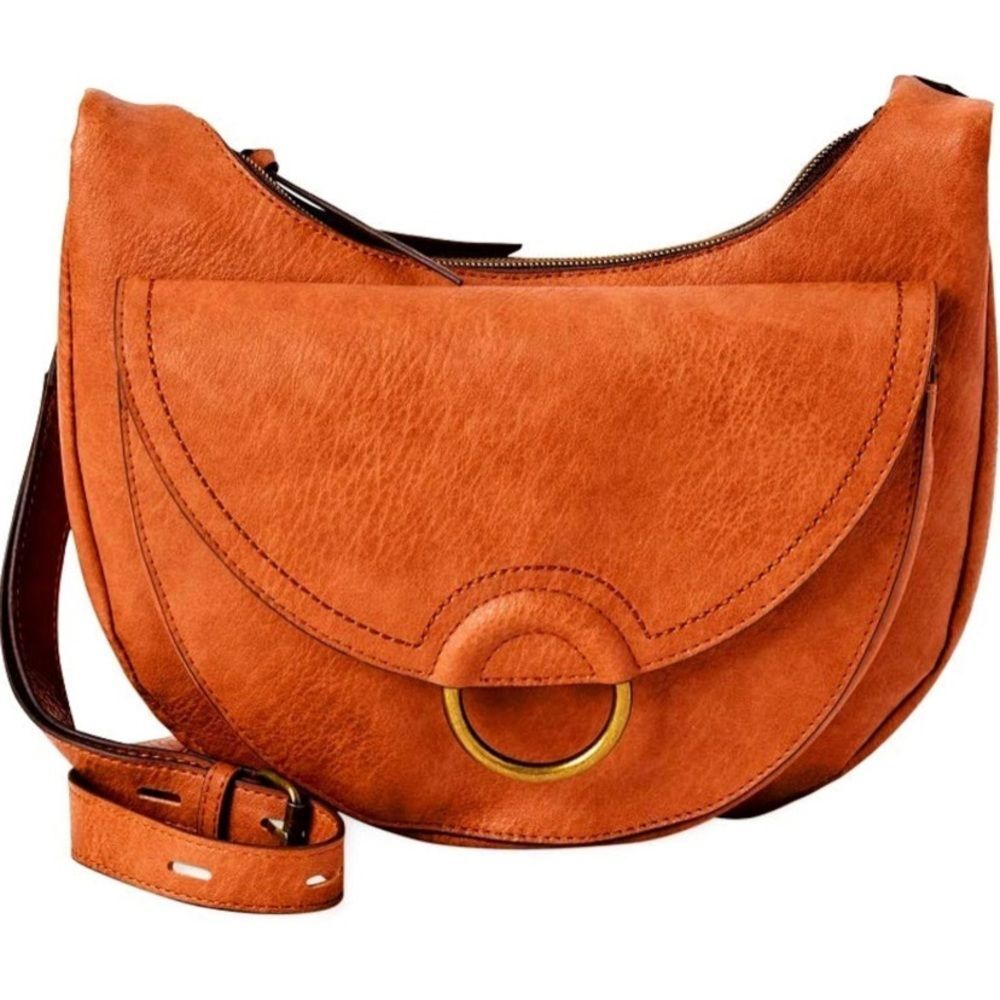 Women Brown faux leather crossbody adjustable strap Bag Purse Buckle